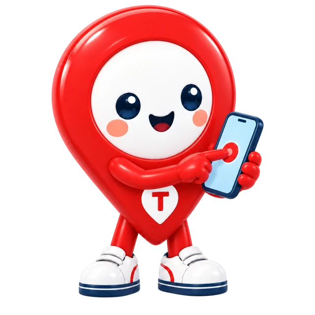 スマートフォンを操作するTOKUMEGUキャラクター